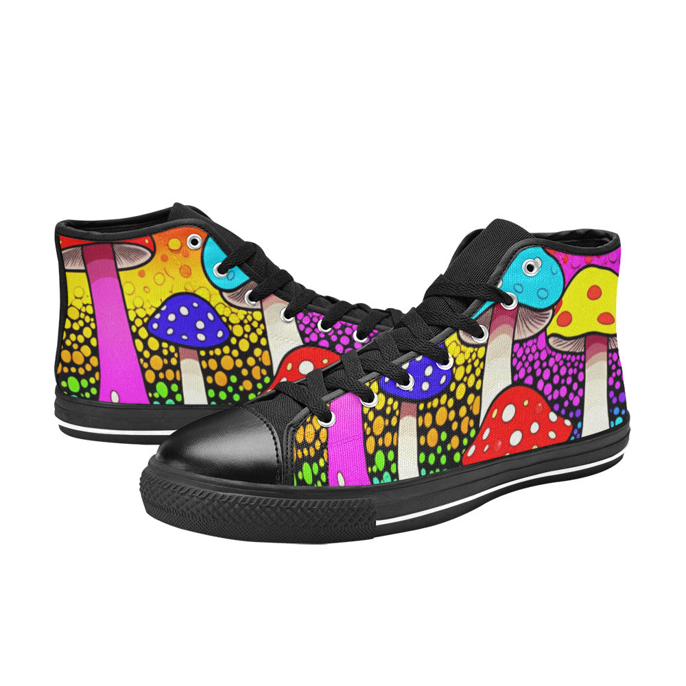 MEN'S Colorful Mushrooms Art Vibes High Top Canvas Grunge Shoes