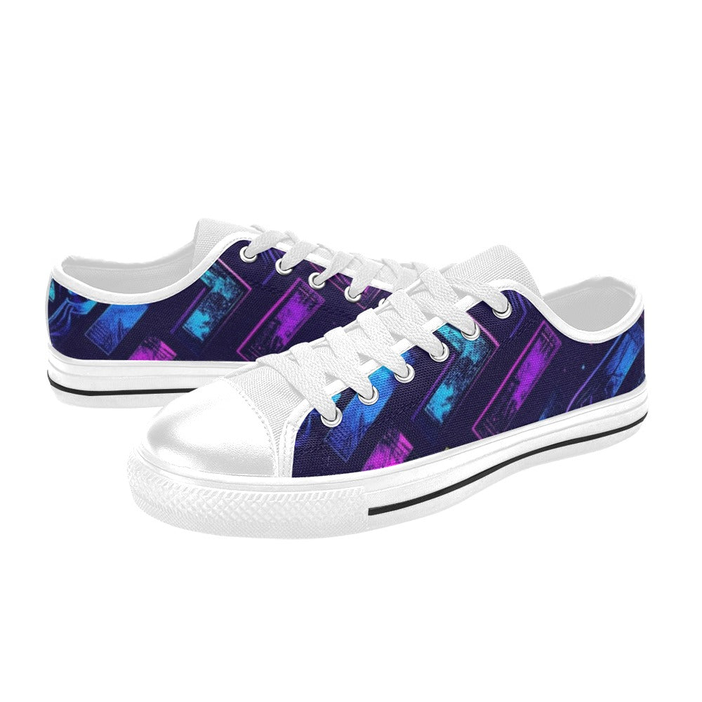KIDS' Electric Houndstooth Dream 1 Low Top Canvas Wallpaper Art Shoes