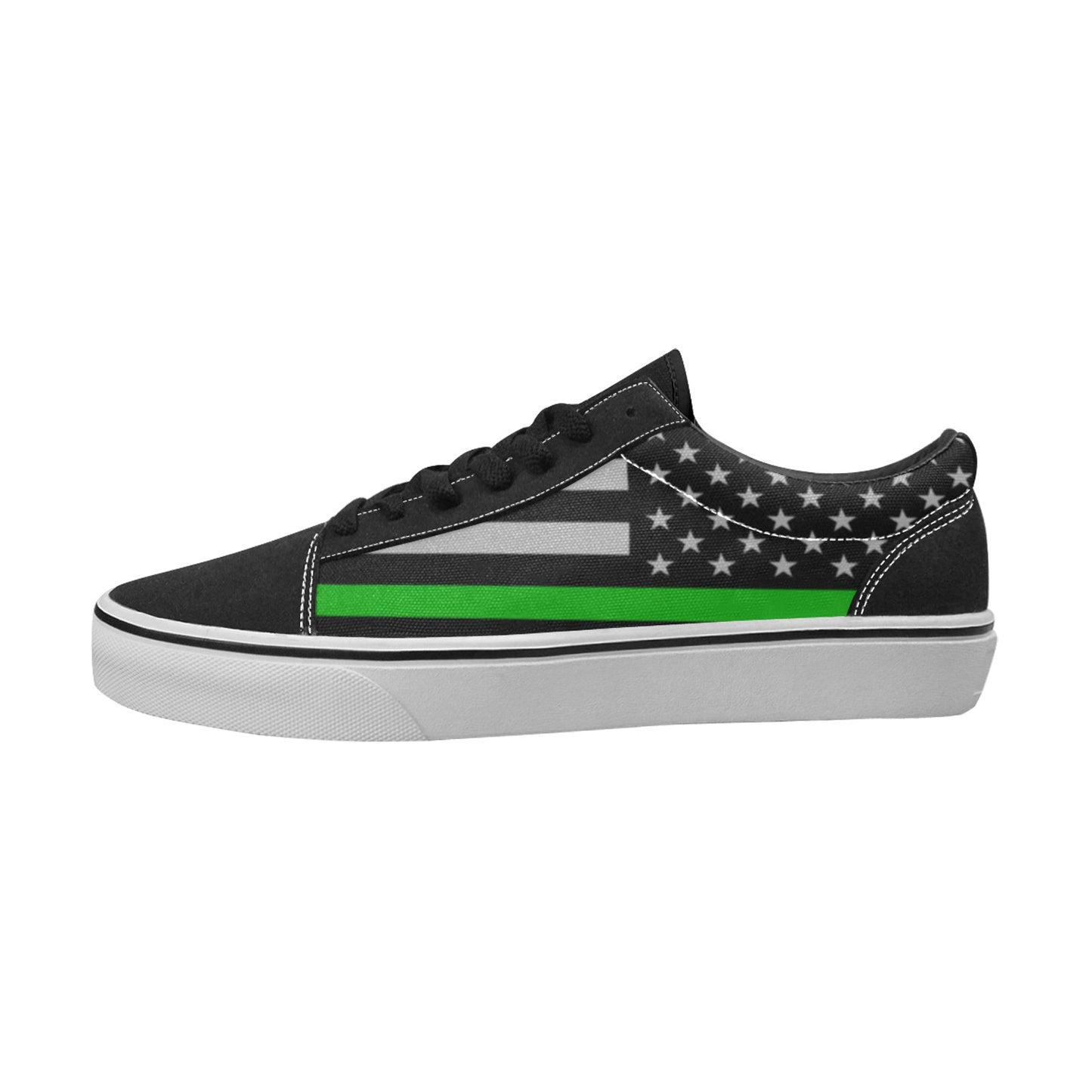WOMEN'S Thin Green Line Flag Low Top Skateboarding Neon Fantasy Sneakers