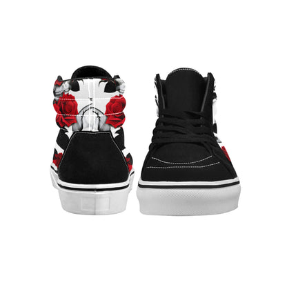WOMEN'S Skulls Roses Deluxe 7 High Top Skateboarding Dark Academia Custom Sneakers