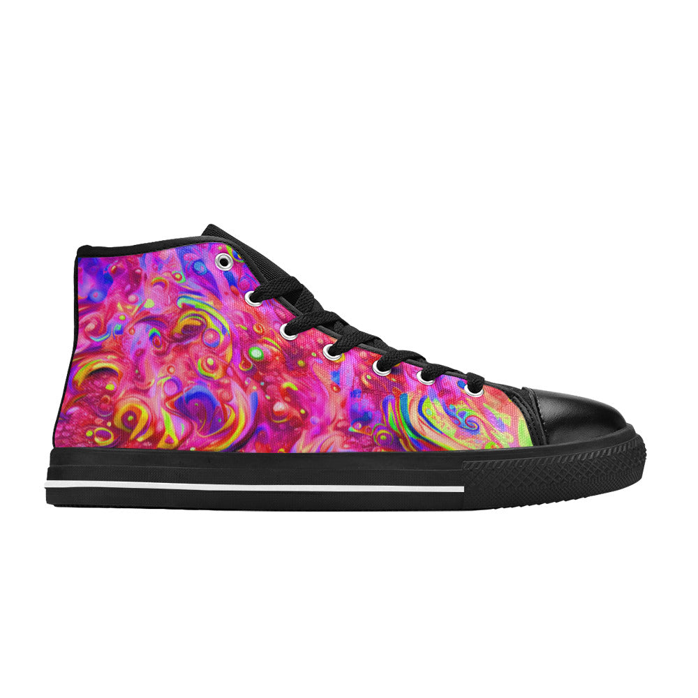 MEN'S Cc Acid Bath Art High Top Canvas Vibrant Chaos Custom Sneakers