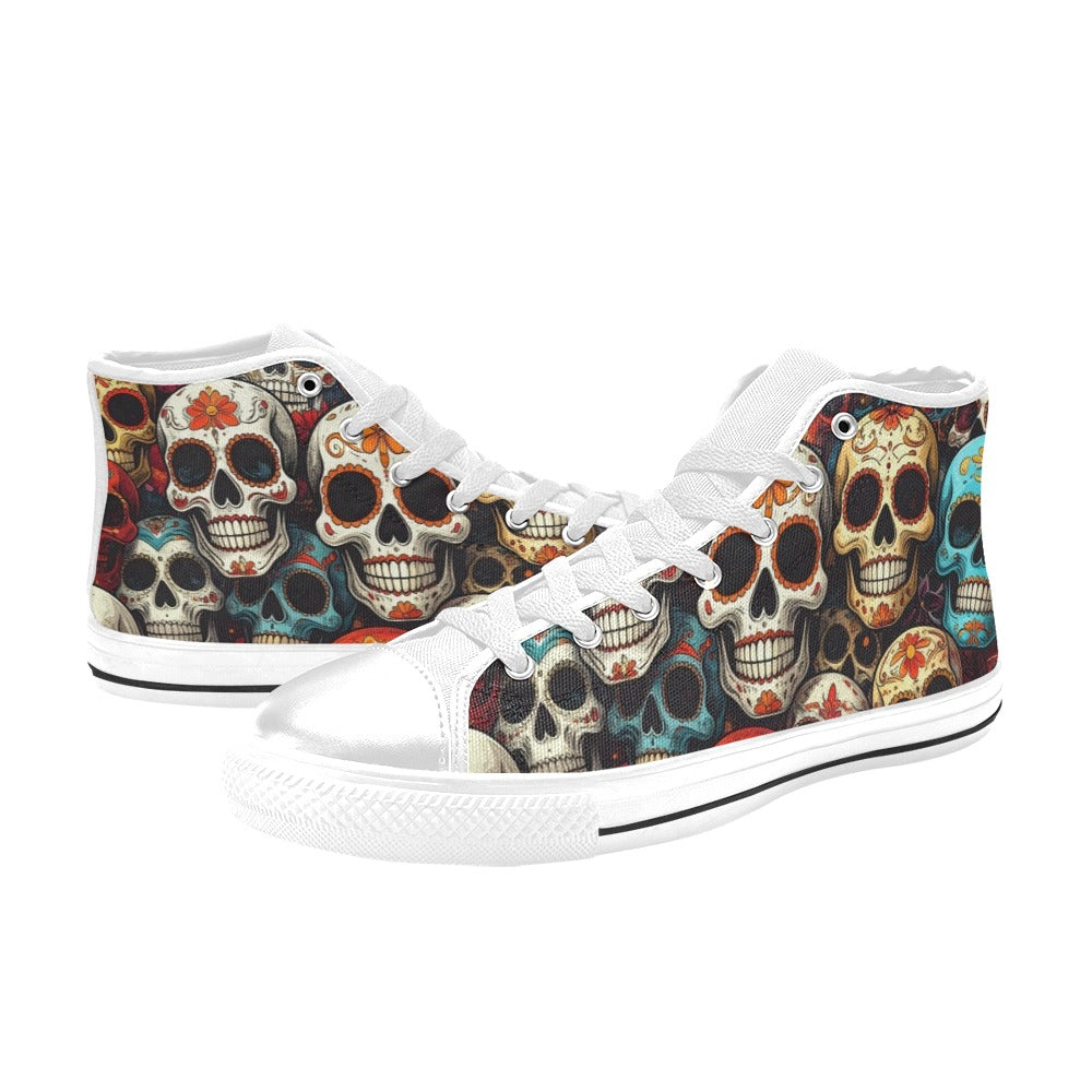 MEN'S Aggressive Comic Sugar Skull High Top Canvas Dark Academia Custom Shoes