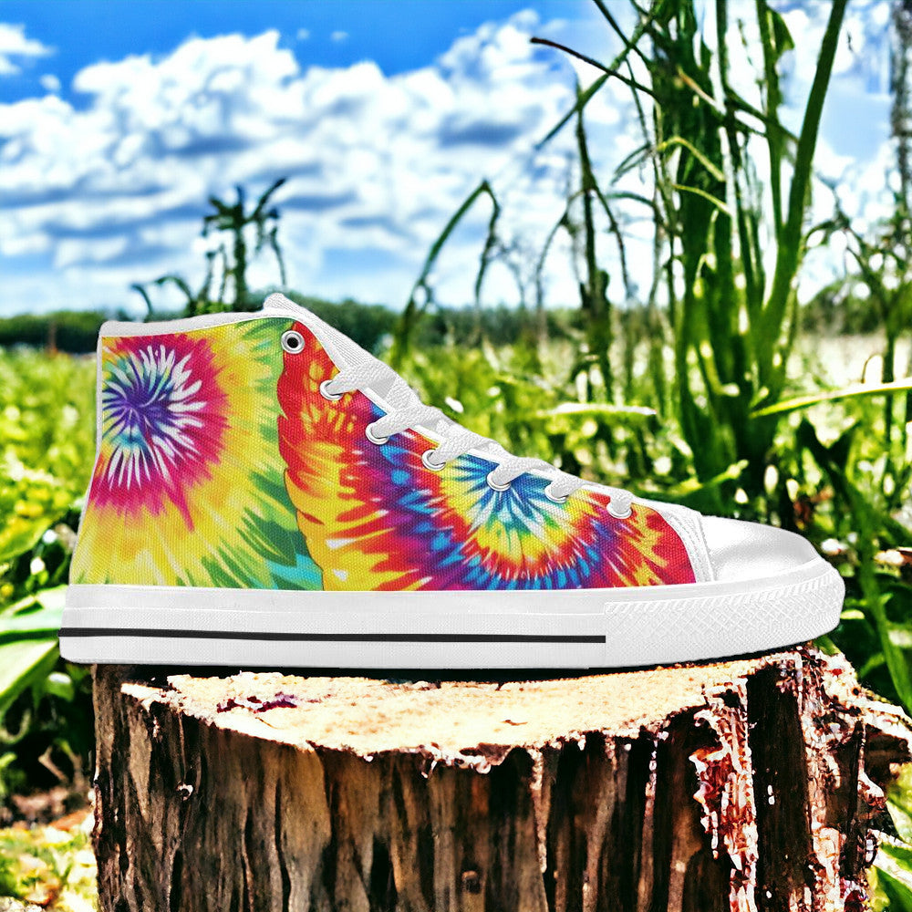Butterfly Rainbow Amber Gold Vivid WOMEN Bold Art - Freaky Shoes | Custom Art Sneakers