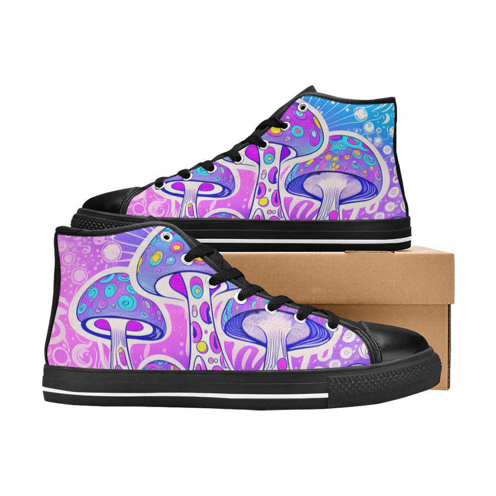 WOMEN'S Magic Mushrooms Art High Top Canvas Aesthetic Custom Shoes
