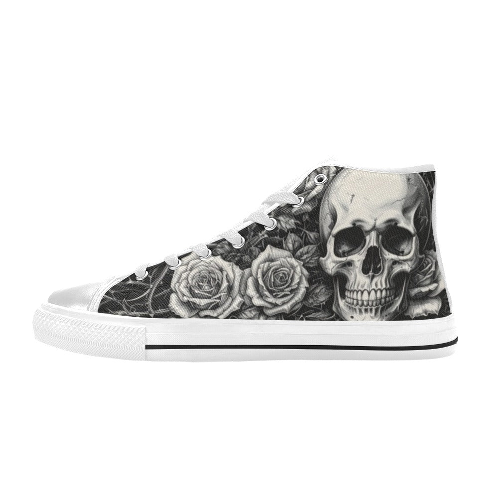 Gothic Art Dark Skull Men's High Top Canvas Shoes | Freaky Shoes®