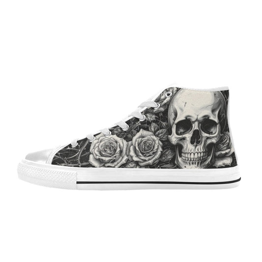 Gothic Art Dark Skull Men's High Top Canvas Shoes | Freaky Shoes®