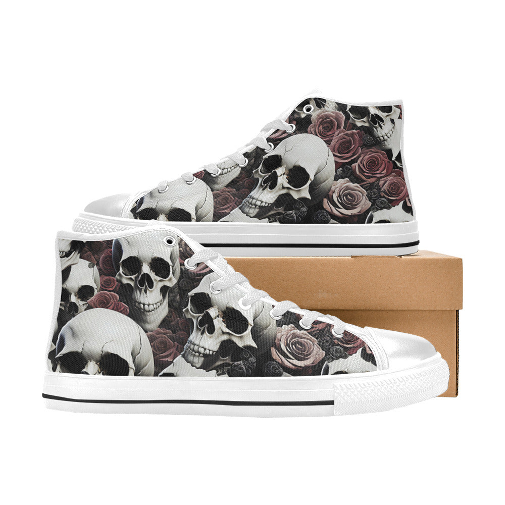 MEN'S Rose Skulls Dark 7 High Top Canvas Grunge Custom Shoes