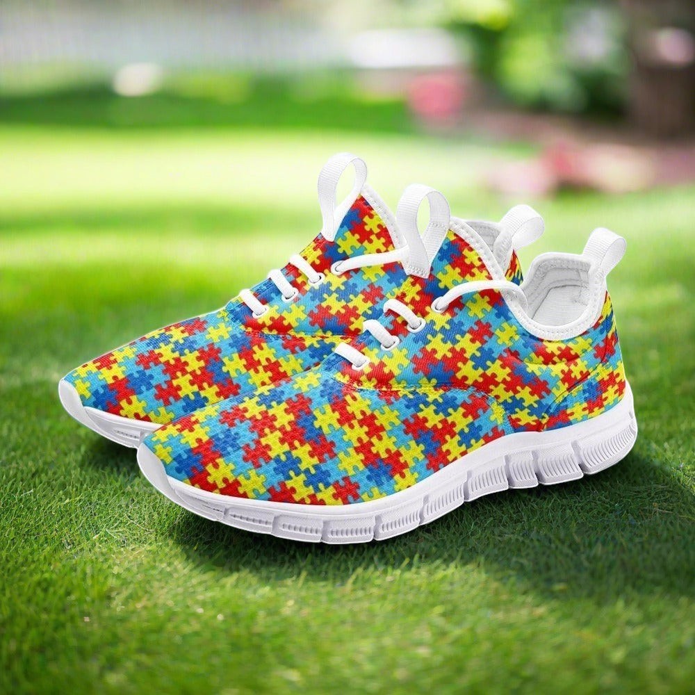 Custom Autism Print high-top canvas shoes with bold all-over art — Freaky Shoes