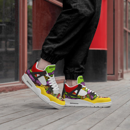 Cheeseburger Monster custom high-top canvas shoes — wearable art by Freaky Shoes