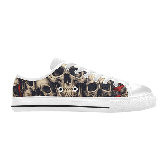 KIDS' Patriotic Skull Flag Low Top Canvas Grunge Shoes