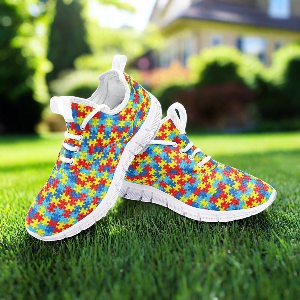 Autism Print high-top canvas shoes, custom full-wrap printed design — Freaky Shoes