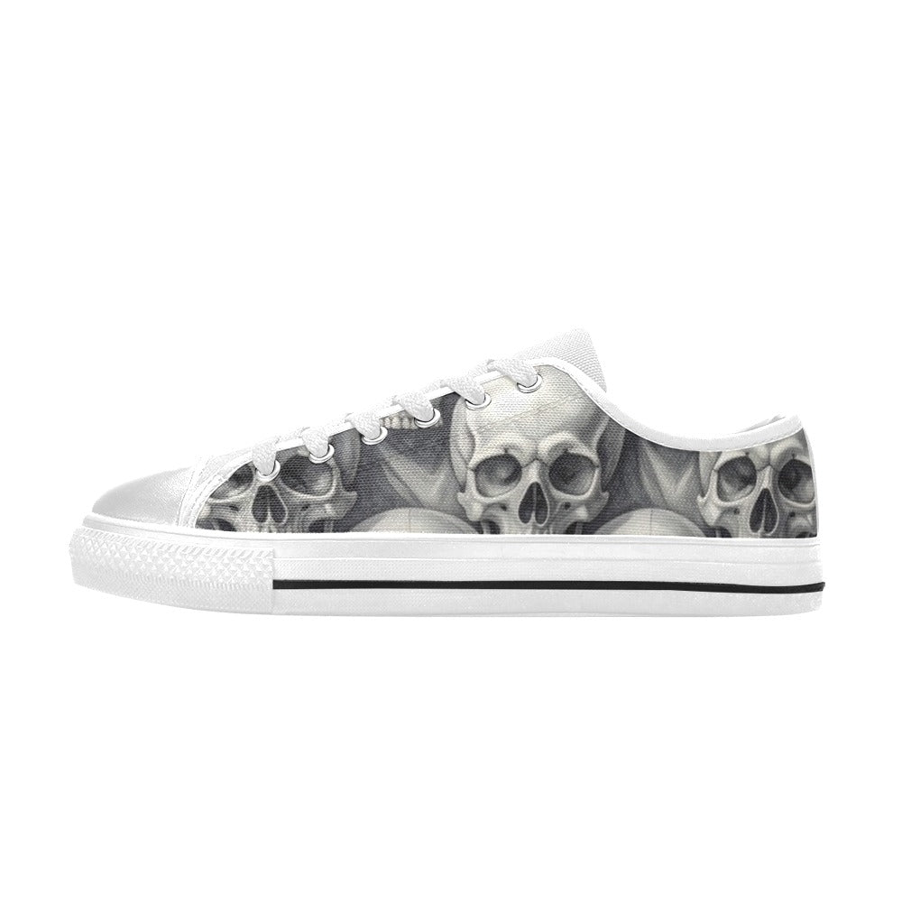 KIDS' Hyper Realistic Skull Low Top Canvas Neon Fantasy Shoes