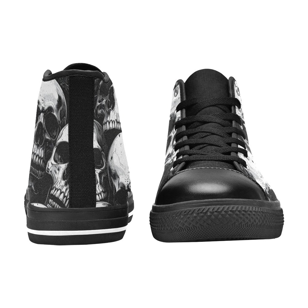 MEN'S Aggressive Comic Skull Black High Top Canvas Neon Fantasy Custom Sneakers