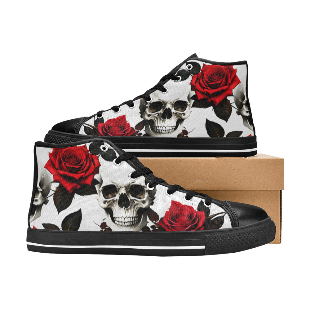 WOMEN'S Skulls Roses Deluxe 4 High Top Canvas Dark Academia Shoes