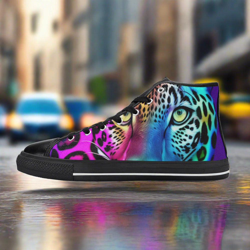 Wolf Magenta Gold Vivid Bold Art - Freaky Shoes