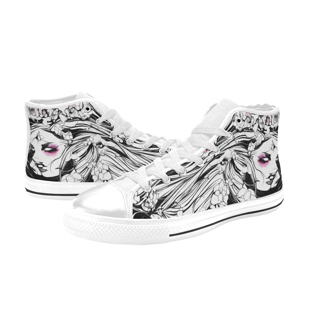 WOMEN'S Ink Art 2 High Top Canvas Dreamcore Custom Sneakers