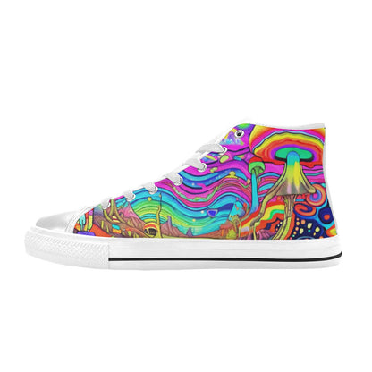 WOMEN'S Trippy Acid World Art High Top Canvas Neon Fantasy Shoes