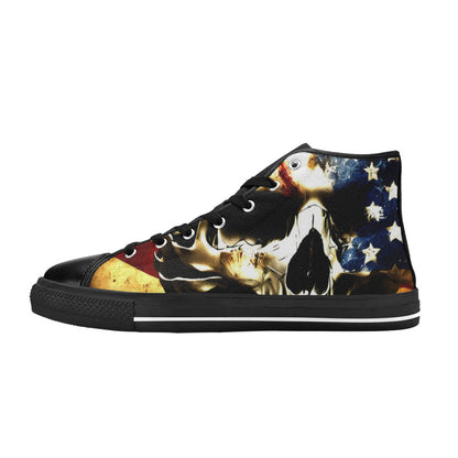 MEN'S Patriotic Usa Flag Skull High Top Canvas Dreamcore Custom Sneakers