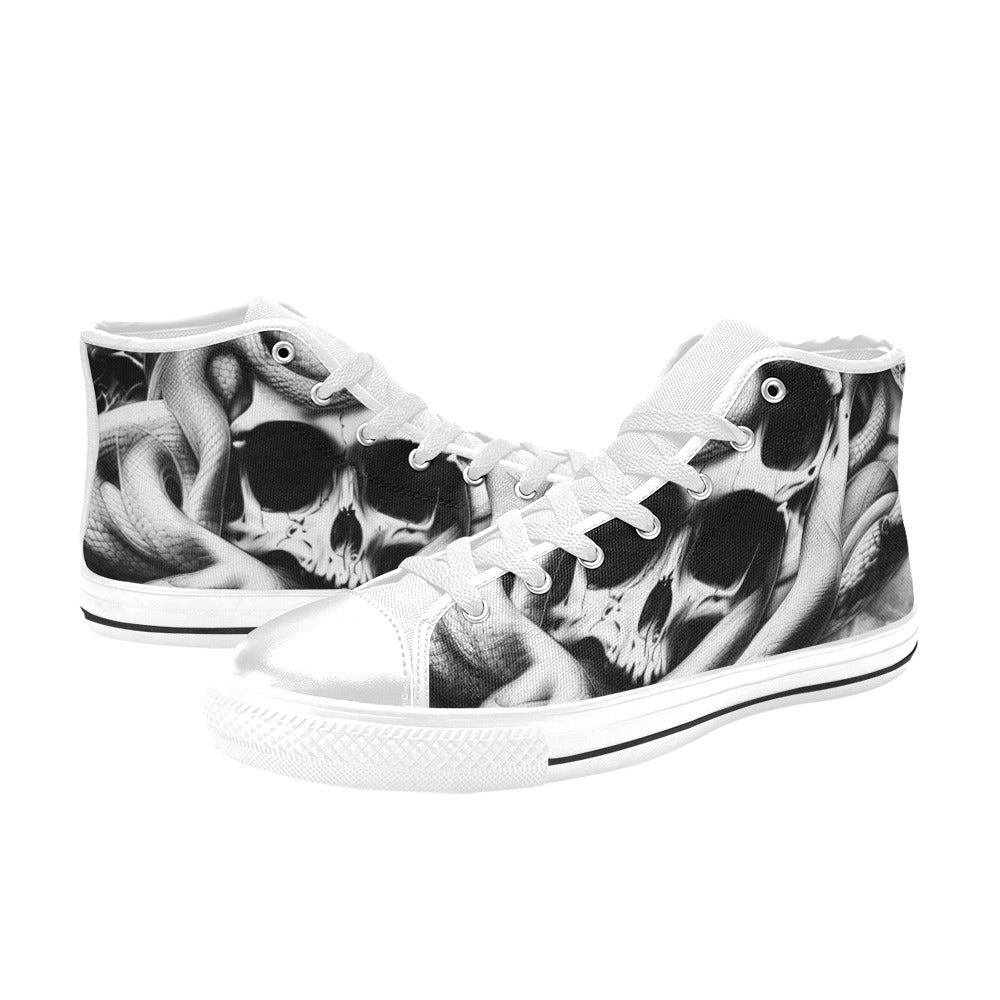 WOMEN'S Cc Snake Skull Art High Top Canvas Grunge Shoes