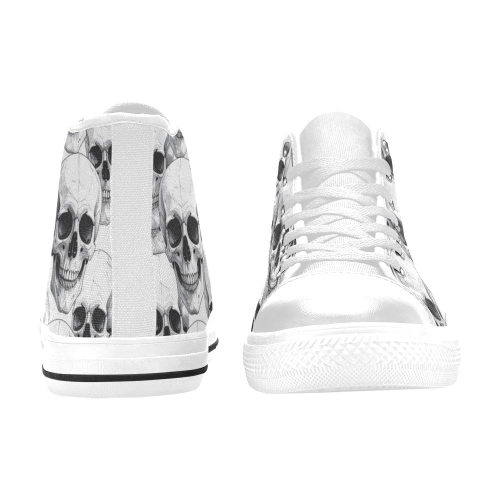 WOMEN'S Clean Skull Line Art High Top Canvas Vibrant Chaos Sneakers