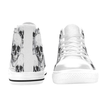 WOMEN'S Clean Skull Line Art High Top Canvas Vibrant Chaos Sneakers