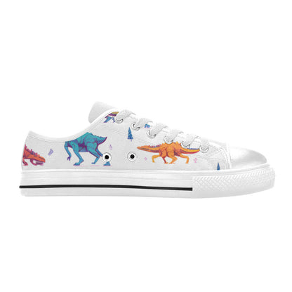 WOMEN'S Dino Print Art Canvas Vibrant Chaos Custom Shoes