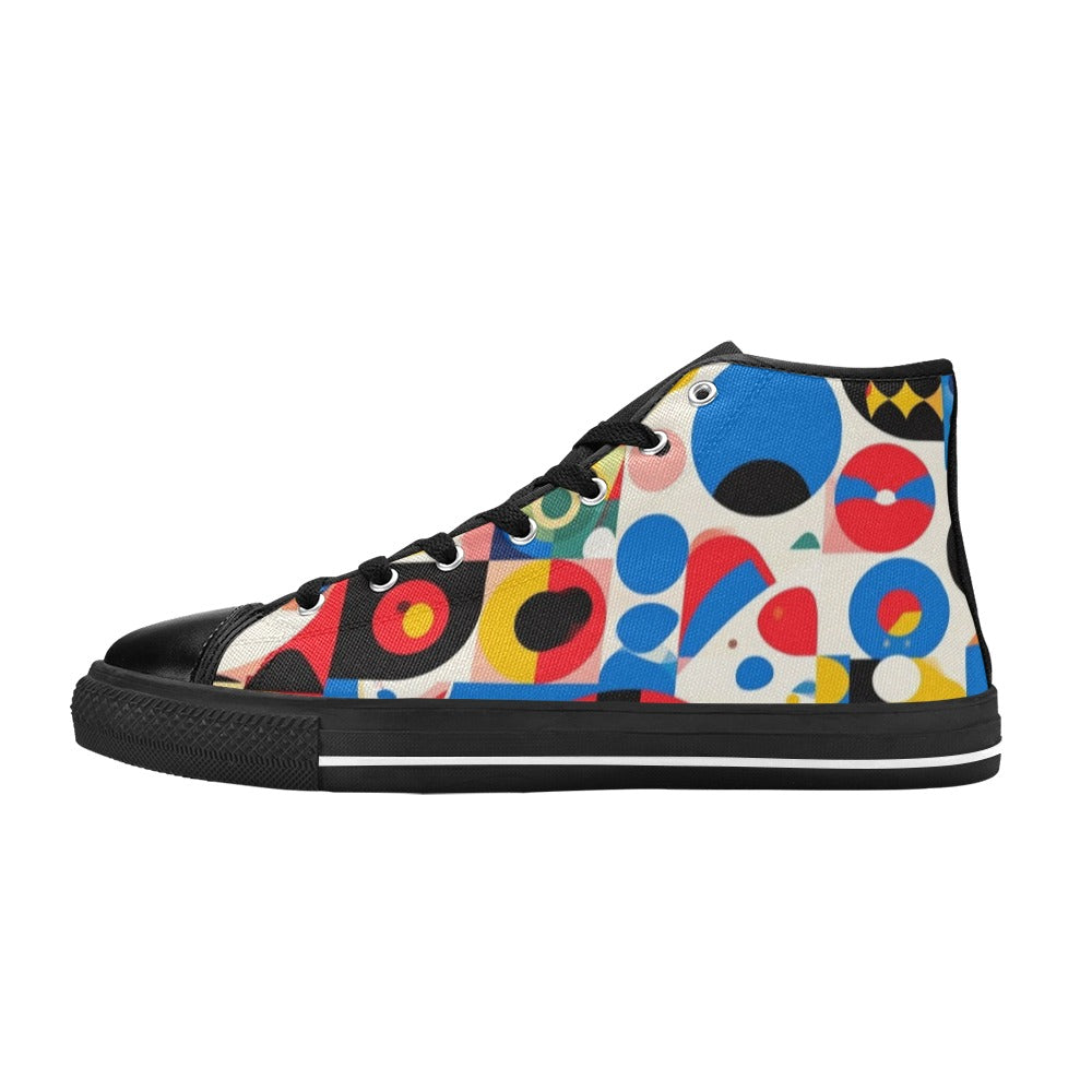 MEN'S 1960S Mod Cartoon Art High Top Canvas Neon Fantasy Custom Shoes