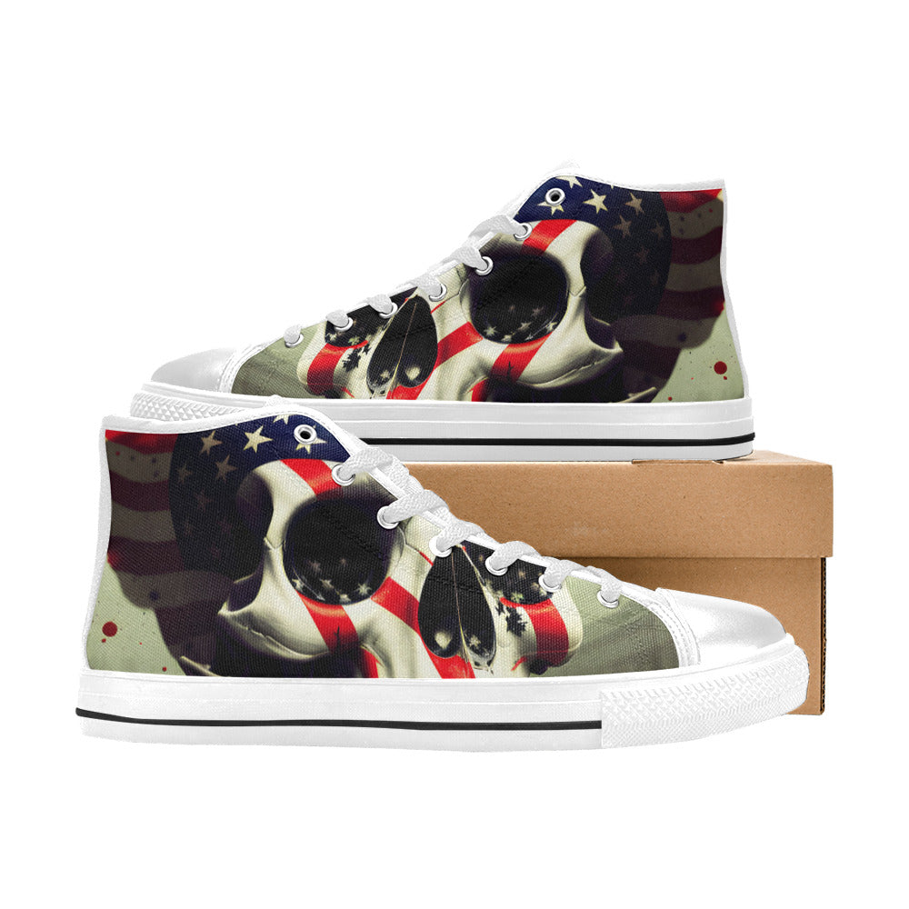 MEN'S Patriotic Skull Flag Men’S High Top Canvas Vivid Sneakers