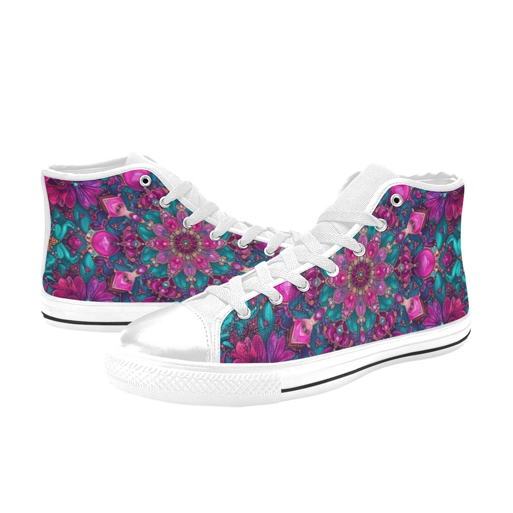 MEN'S Feminine Jeweled Skull High Top Canvas Dreamcore Custom Shoes