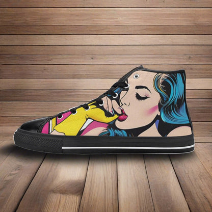 Aurora Borealis Orange Black Vivid WOMEN Bold Art - Freaky Shoes | Custom Art Sneakers