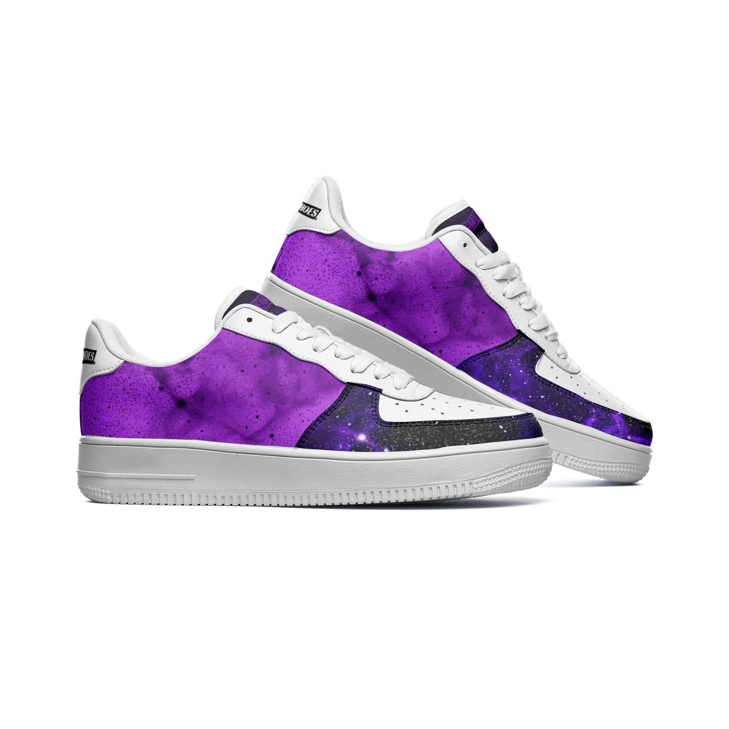 Nebula Galaxy Signature Custom Art Sneakers | Freaky Shoes® Unisex Low Top Leather Sneakers