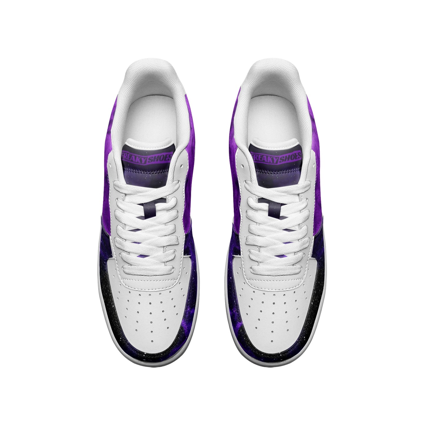 Nebula Galaxy Signature Custom Art Sneakers | Freaky Shoes® Unisex Low Top Leather Sneakers