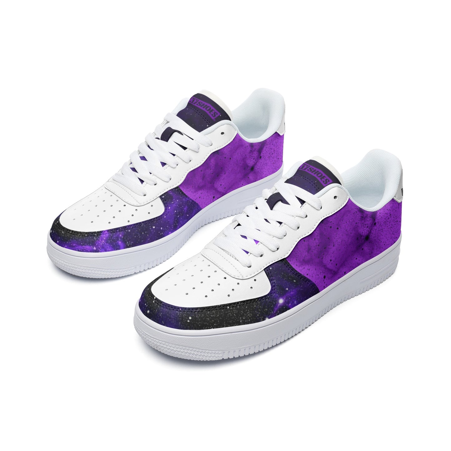 Nebula Galaxy Signature Custom Art Sneakers | Freaky Shoes® Unisex Low Top Leather Sneakers