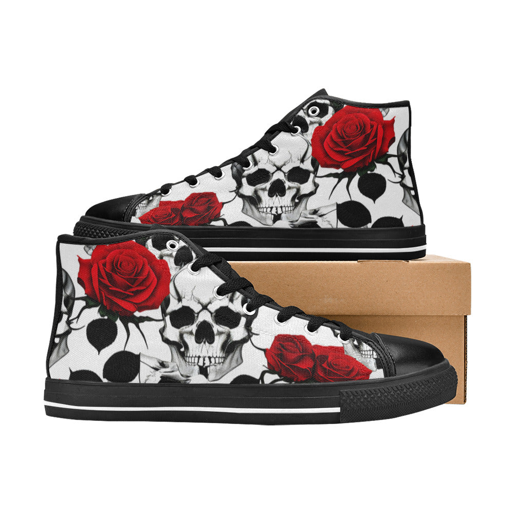 WOMEN'S Skulls Roses Deluxe 9 High Top Canvas Y2K Sneakers
