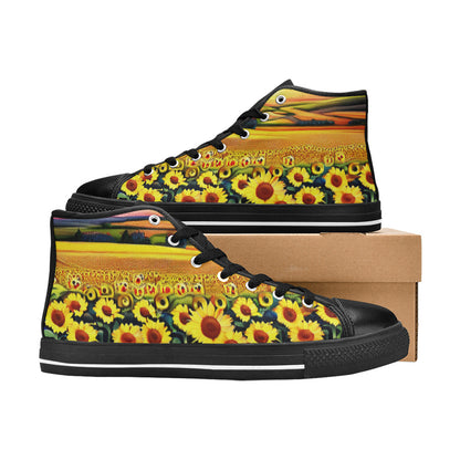WOMEN'S Sunflowers Art 5 High Top Canvas Wallpaper Art Custom Sneakers