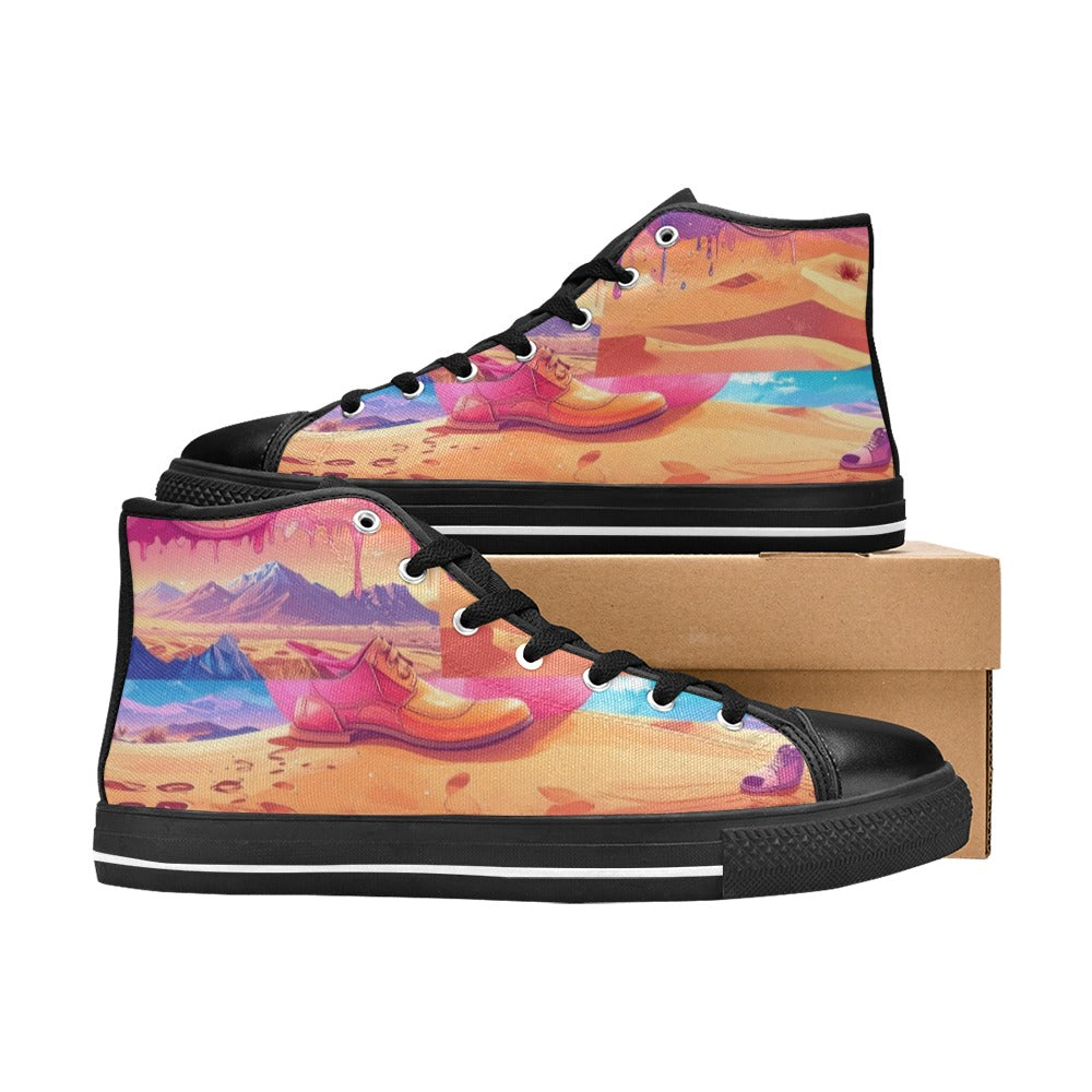 KIDS' Surrealist Dreamscape High Top Canvas Vivid Custom Sneakers