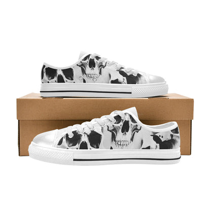 MEN'S Cc Grey Skull Art Canvas Y2K Shoes