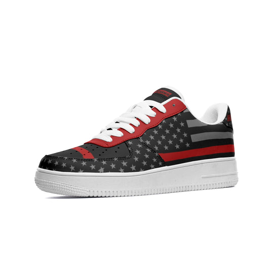 Thin Red Line Flag Unisex Low Top Leather Sneakers