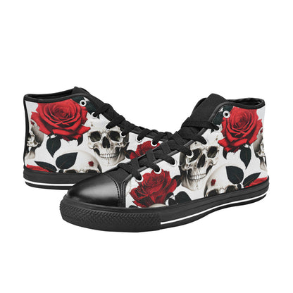 WOMEN'S Skulls Roses Deluxe 5 High Top Canvas Cottagecore Custom Sneakers