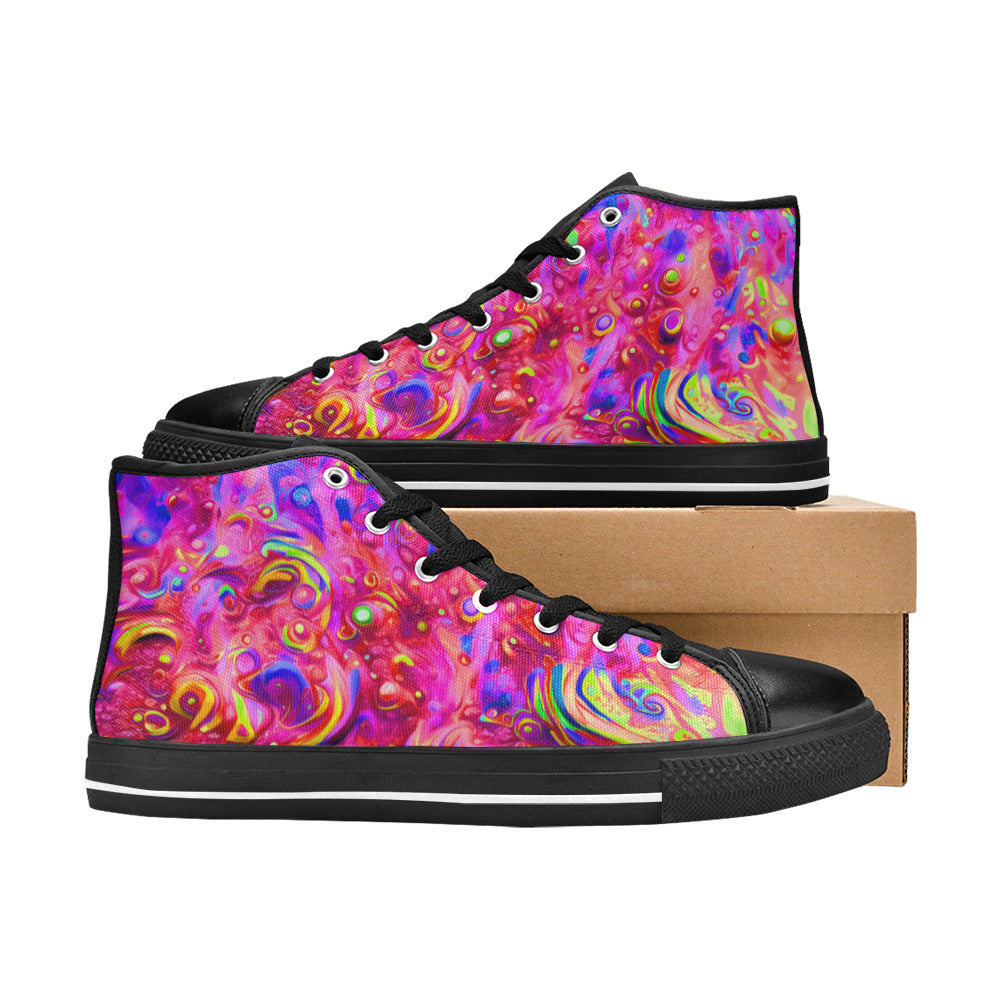 MEN'S Cc Acid Bath Art High Top Canvas Vibrant Chaos Custom Sneakers