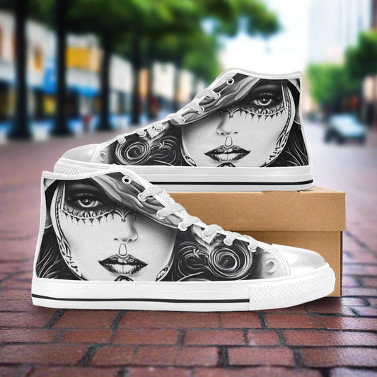 Cyberpunk Silver Blue Wearable MEN Bold Art - Freaky Shoes | Custom Art Sneakers