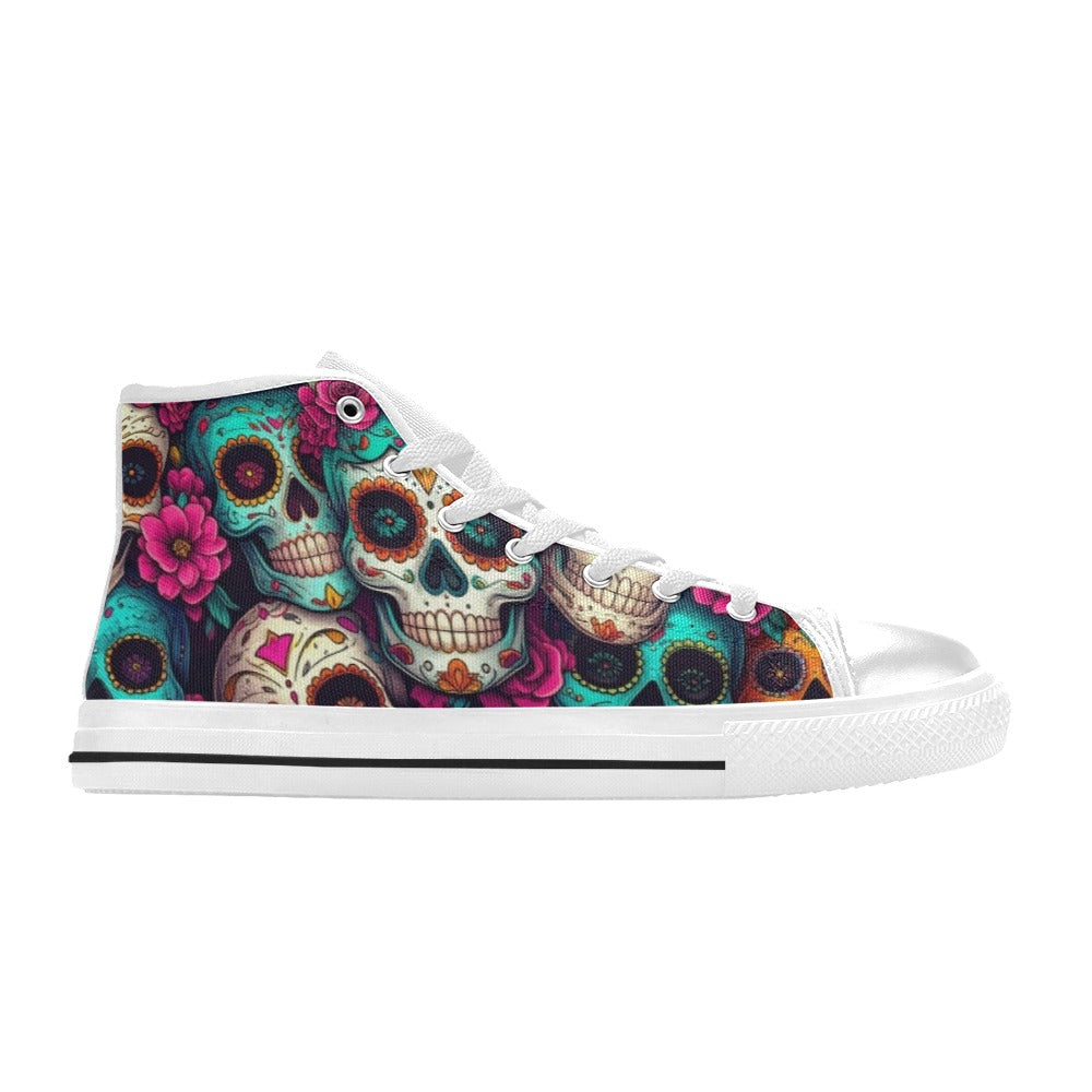 WOMEN'S Dia De Los Muertos High Top Canvas Vivid Shoes
