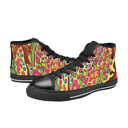 WOMEN'S Pizza Fantasy Artwork High Top Canvas Aesthetic Sneakers