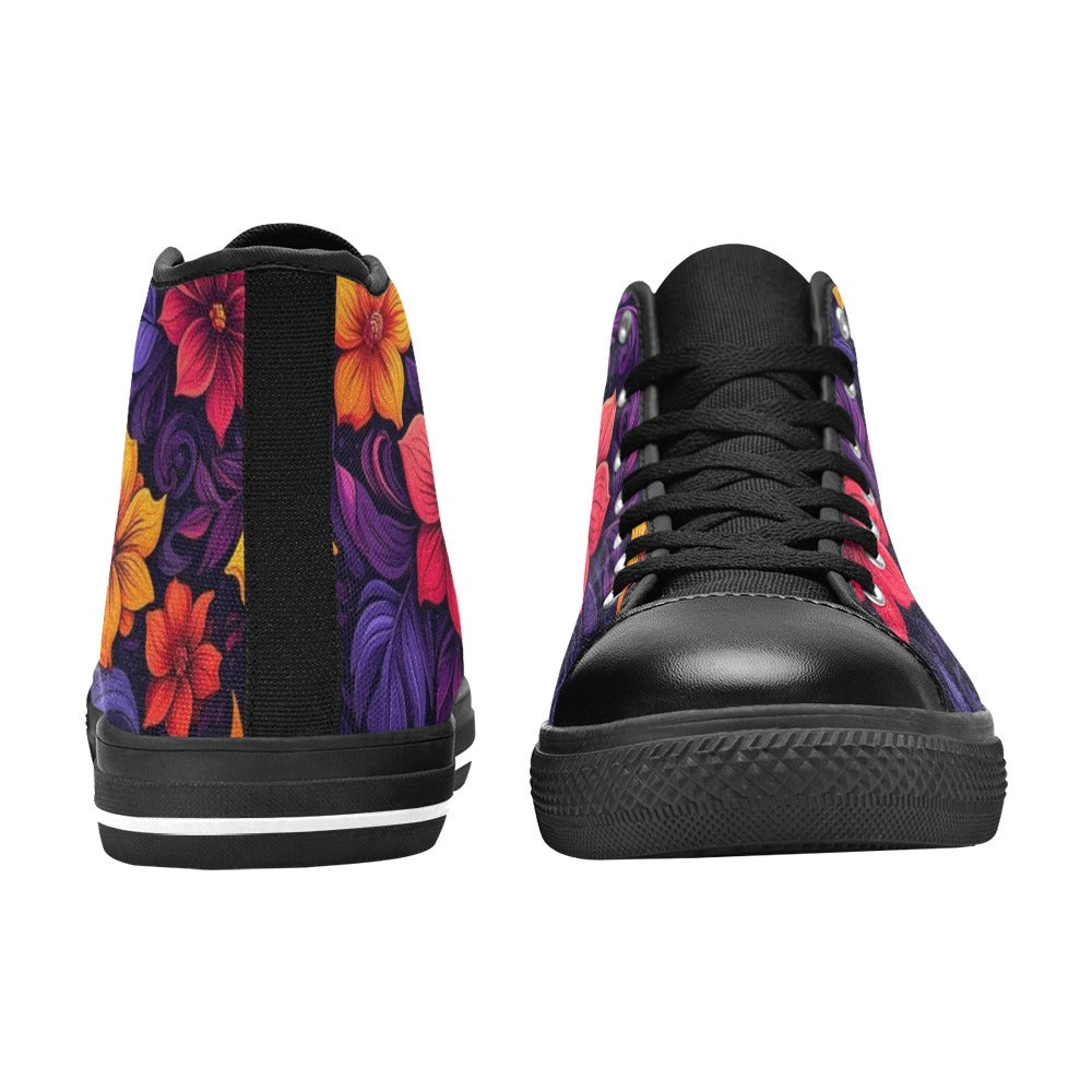 WOMEN'S Exotic Floral Weave High Top Canvas Y2K Sneakers