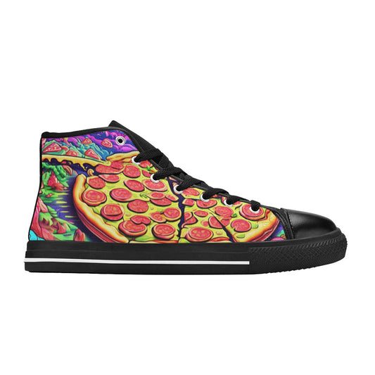 MEN'S Trippy Pizza Fantasy Art High Top Canvas Neon Fantasy Shoes