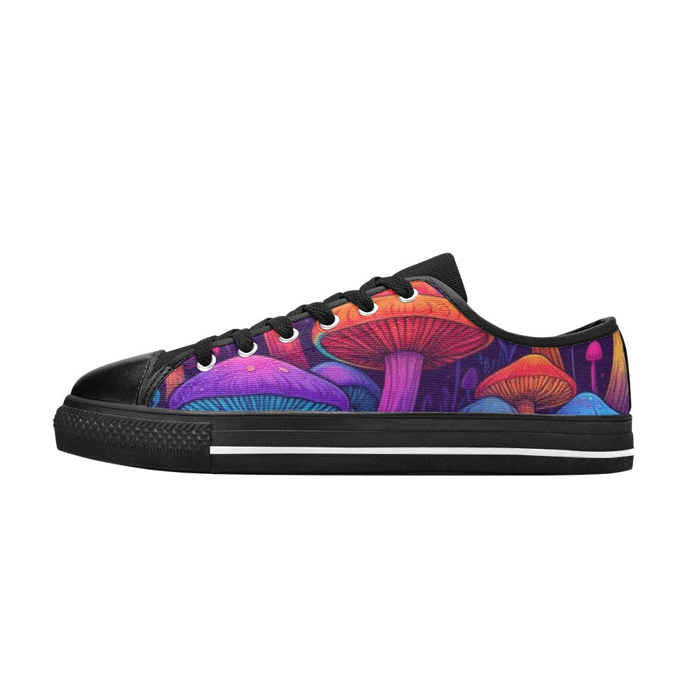 WOMEN'S Psychedelic Mushroom Cartoon Pattern Canvas Dark Academia Custom Shoes