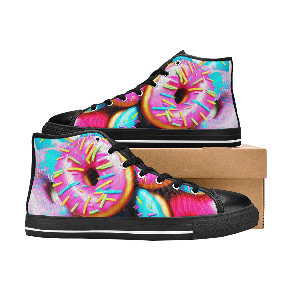 MEN'S Cc Donut Art Men’S High Top Canvas Aesthetic Sneakers