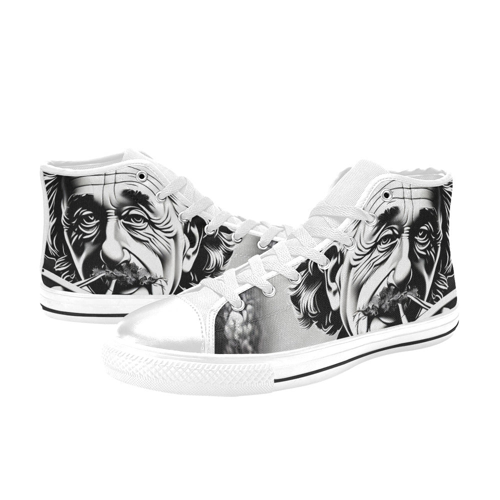 WOMEN'S 420 Einstein Art High Top Canvas Vibrant Chaos Custom Sneakers