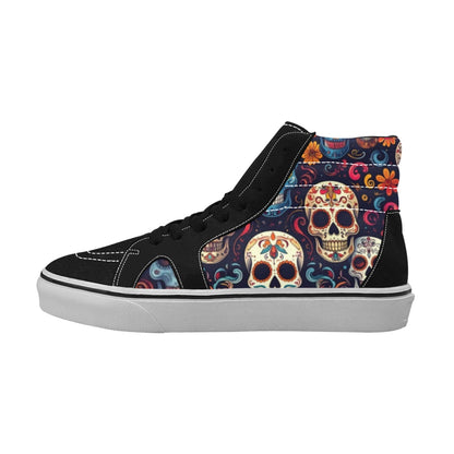 MEN'S Day Of Dead Sugar Skull High Top Skateboarding Wallpaper Art Custom Shoes