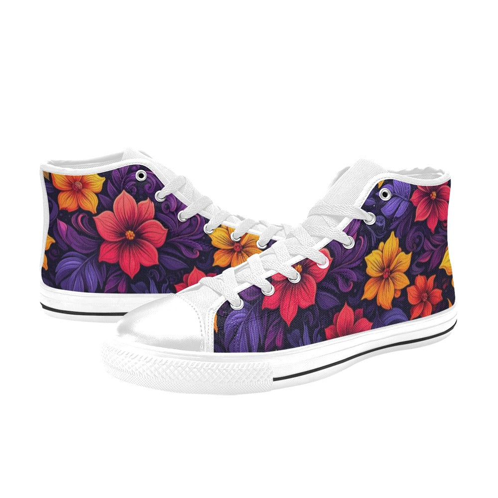 MEN'S Exotic Floral Weave Men’S High Top Canvas Vivid Custom Sneakers